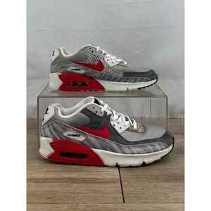 Nike Air Max 90 DZ4844 001 Gray Red Leopard Print Size 6.5 Youth Women's 8